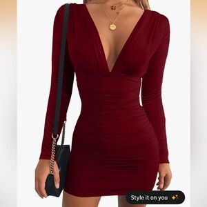 Burgundy Long Sleeve Dress
